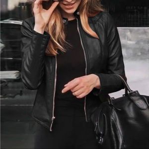 Elegant Black Leather Jacket for Women